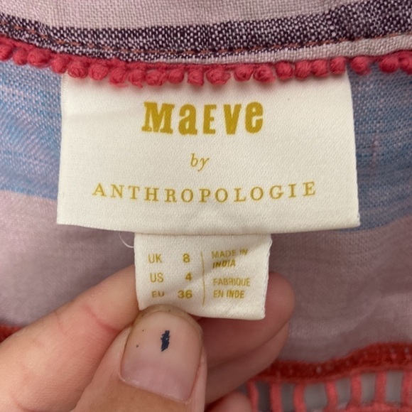 Anthro linen tie front sleeveless top - Picture 3 of 5